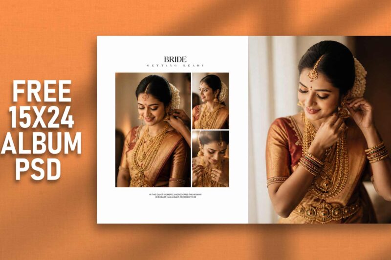 15×24 Indian Style Wedding Album Layout Design PSD Free Download (Latest 2026 Collection)